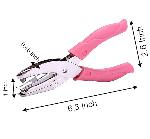 Star Shape Single Paper Hole Punch, 1 Pack 6.3 Inch Length 1/4 Inch of Diameter of Hole Handheld Puncher with Pink Soft Thick Leather Cover(Star 1/4 inch)