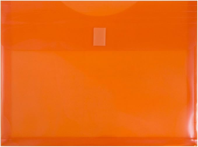 JAM PAPER Plastic Expansion Envelopes with Hook & Loop Closure - Letter Booklet - 9 3/4 x 13 with 1 Inch Expansion - Assorted Colors - 12/Pack