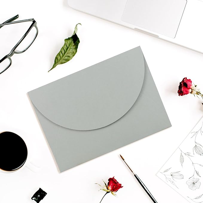 AZAZA 5x7 Invitation Envelopes 50 Pack Envelopes for 5x7 Cards Gray A7 Envelopes for Wedding Invitation,Blank Cards,Greeting Cards,Thank You Cards
