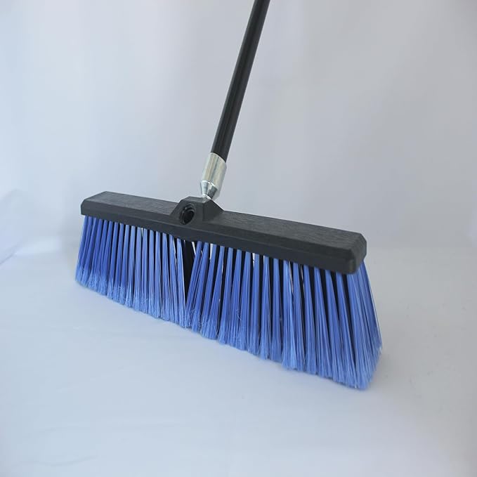 FRAXIR 2PCS Push Broom Head Outdoor Large Stiff Bristle Broom Head - Excellent Cleaning Performance - Easy Installation Broom Head(Blue, 18 inches)