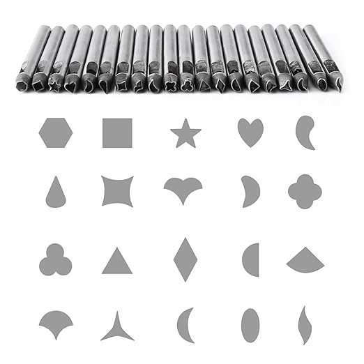 ZJchao 20pcs Leather Punch Set Multiple Shapes Carbon Steel Hollow Punch for Belts Watch Straps Wallets Fabric Thin Leather 5mm Belt Hole Puncher
