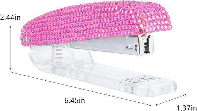 Pasted Diamond Crystal Handmade Bling Dazzling Stapler for Office, School, or Home (Pink)