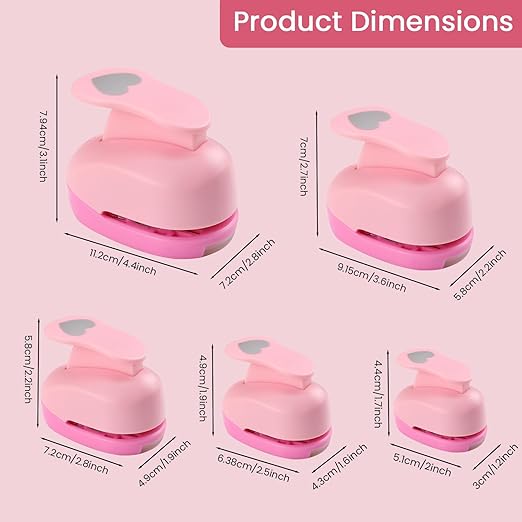MyArTool Heart Paper Punch Set, 3/8 Inch, 5/8 Inch, 1 Inch, 1.5 Inch, 2 Inch, 5 Different Size Heart Hole Punch for Scrapbooking, Card Making, DIY Photo Albums, Gift Tags, Homemade Confetti
