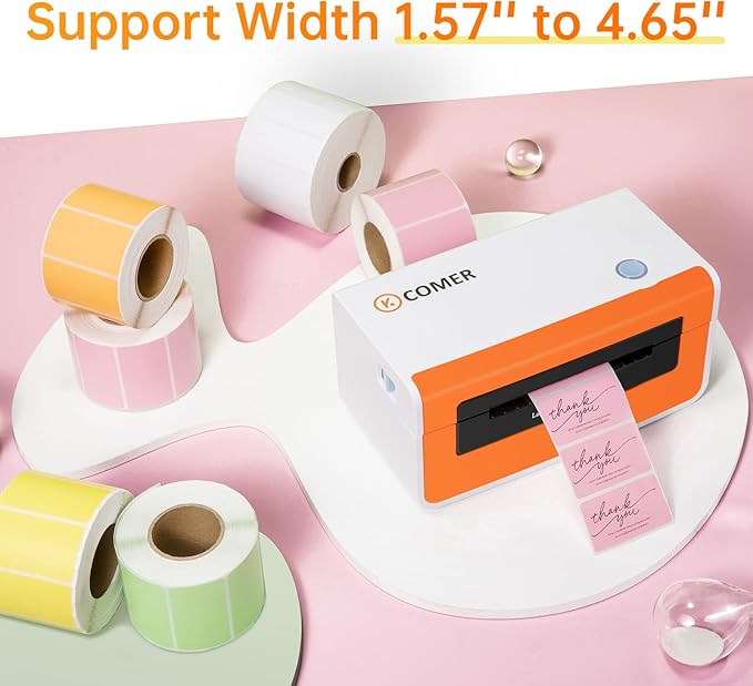 K Comer Shipping Label Printer 150mm/s High-Speed 4x6 Direct Thermal Label Printing for Shipment Package 1-Click Setup on Windows/Mac,Label Maker Compatible with Amazon, Ebay, Shopify, FedEx,USPS,Etsy