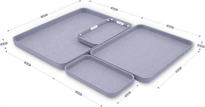 Welaxy EDC Catchall Desk Organizer felt tray stylish nightstand multi tray Entryway Bedside Caddy for Keys Phone Wallet Watch Glasses Pens Office Accessory minimalist living 4-piece (Glacier Gray)