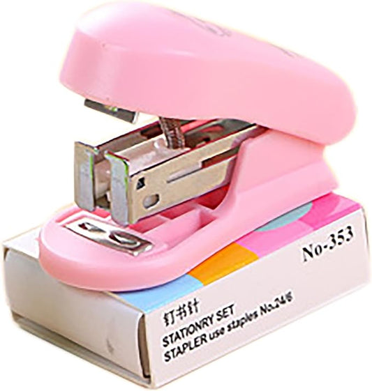 Small Desktop Staples with Staple Remover, 2.5 Inch Labor Saving Black Stapler for 20 Sheets Capacity with 400 Pcs No.10 Staples (Pink)
