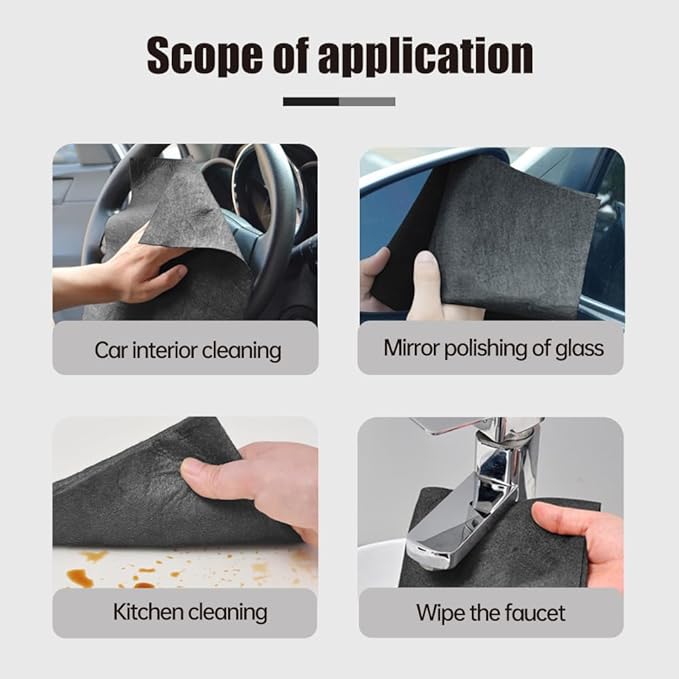 Thickened Magic Cleaning Cloth, 2026 Upgrade Reuseable Streak Free Microfiber Cloth Magic Fiber Microfiber Cleaning Cloth, Multipurpose Miracle Rags for Kitchen, Window, Glass, Cars (5Pcs, 12x12 in)
