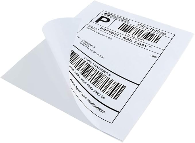 L LIKED 500 Sheet 8.5 x 11 Full Sheet Label, Matte, White Sticker Paper for Laser & Inkjet Printers (500 PCS)