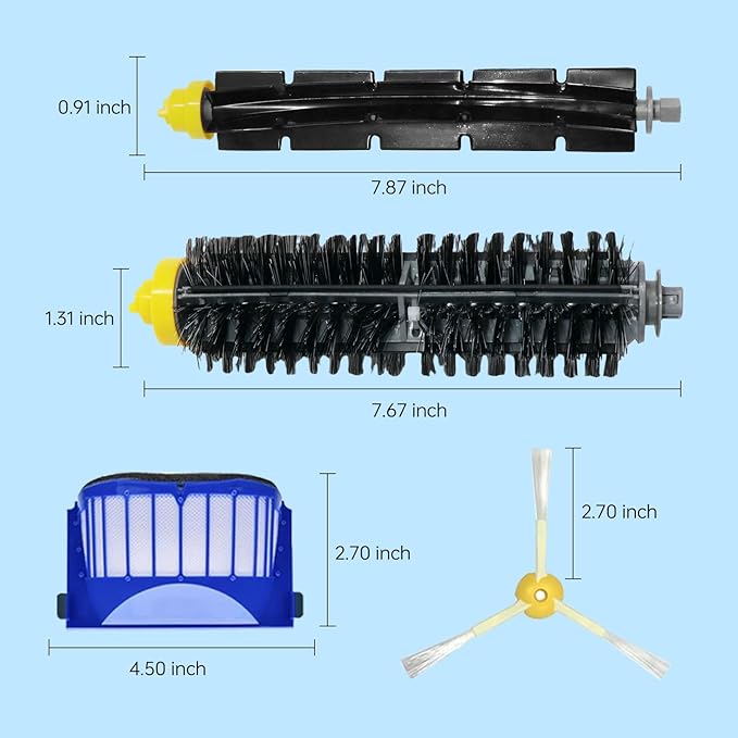 BEBEMOR Replacement Accessories Kit for iRobot Authentic Replacement Parts all Roomba 600 series, 614, 675, 692, 694 & 500 Series 595 585 564-6 Filter, 6 Side Brush, 3 Bristle and Beater Brush Set
