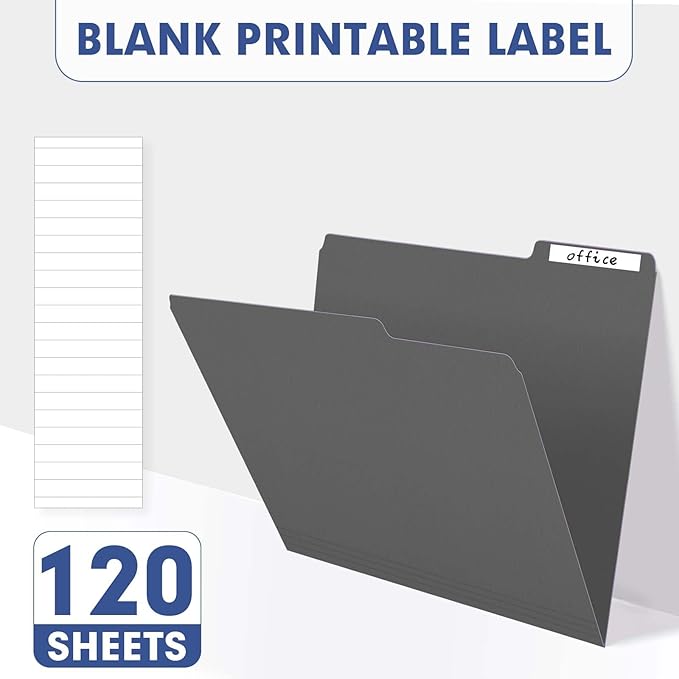 File Folder, PANDRI 120 Pack File Folder, 1/3 Cut Tab, Letter Size, Filing Folder for Office School Business, Dark Gray