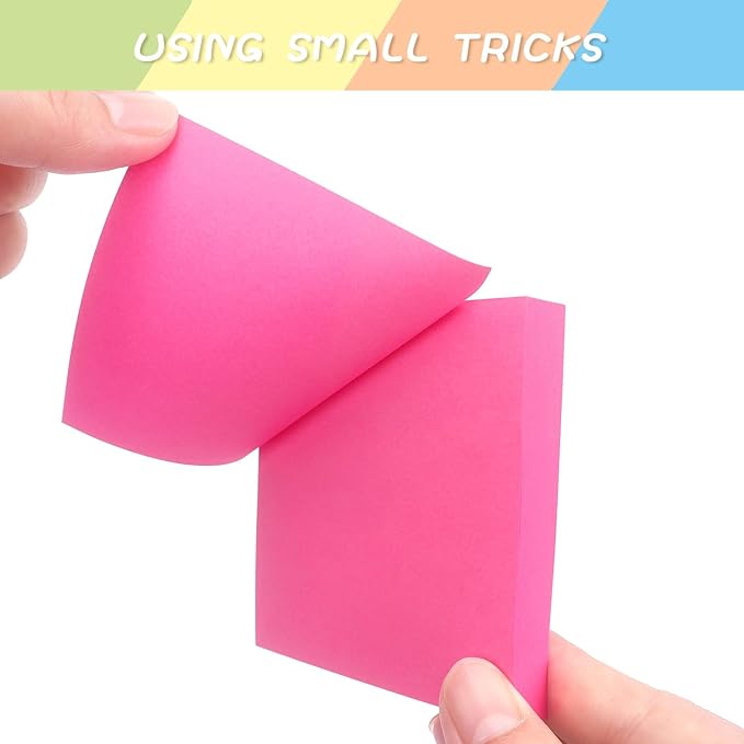 Sticky Notes 3x3 Self-Stick Notes Pads with 6 Bright Colors, Easy to Post for Office, School, Home, 6 Pads/Pack, 100 Sheets/Pad (Red)