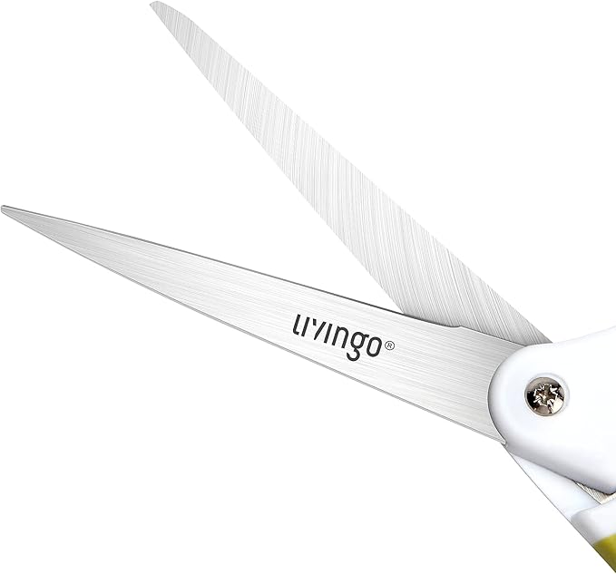 LIVINGO 10" Spring Action Fabric Scissors, Professional Sewing Scissors for Tailor Dressmaker, Spring Loaded Heavy Duty Fabric Shears for Crafting with Comfort Handle, All purpose(Green/White)
