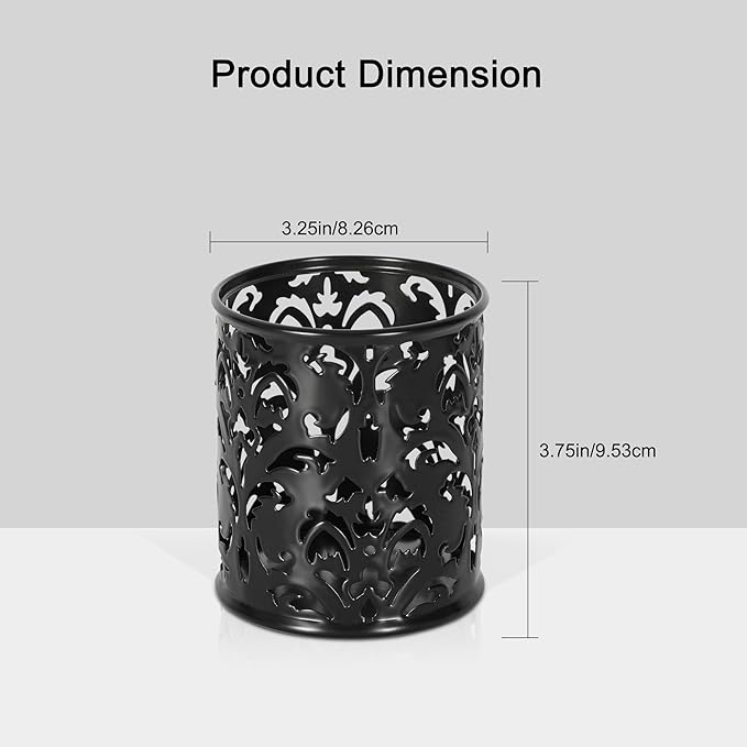 EasyPAG Black Pen Holder for Desk 2 Pack Metal Pen Holder Organizer Pencil Cup Holder for Home, Office, Classroom, School