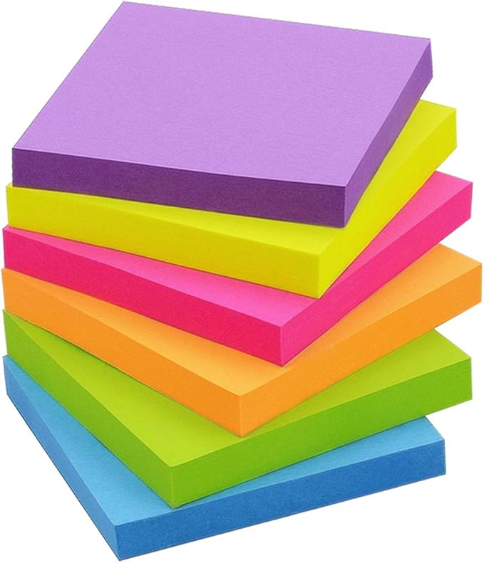Sticky Notes 3x3 inch Bright Colors Self-Stick Pads 24 Pads/Pack 70 Sheets/Pad Total 1680 Sheets
