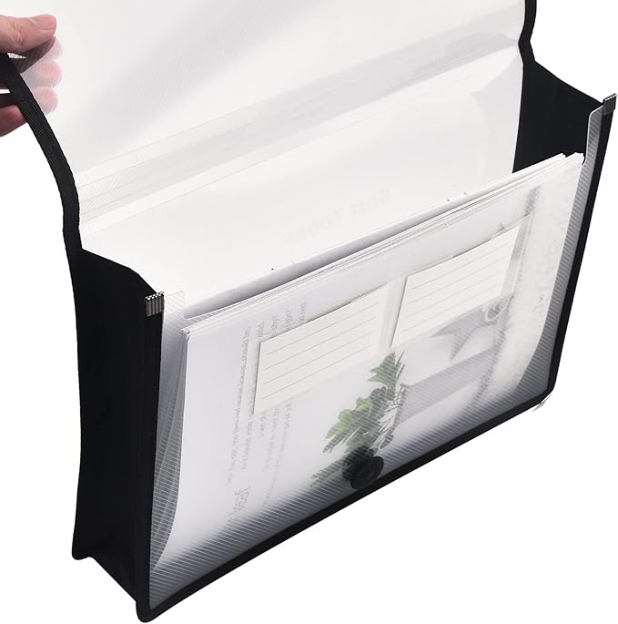 Expanding File Folder Document Organizer with Elastic Cord & Button Closure, Letter Size, 2.8" Expansion, Letter A4 Expandable File Folder for Home School Office Organization, 5 Pack