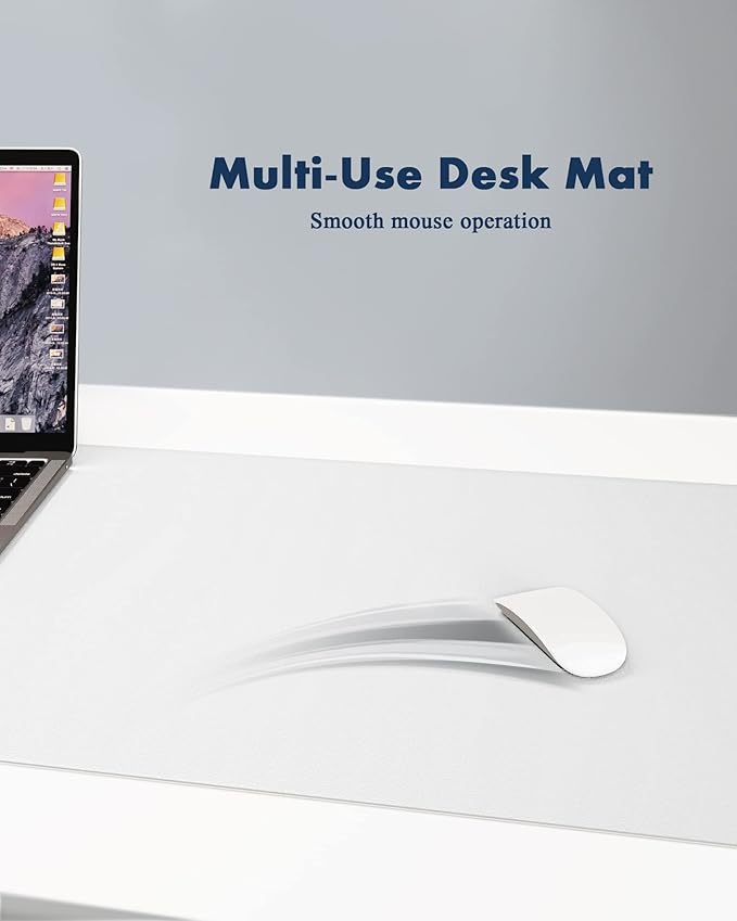 YSAGi Double-Sided Desk Pad, 35.4"x17"Leather Desk Mat, Eco Cork Desk Pad Protector,Large Mouse Pad,Waterproof Desk Blotter for Office/Home(White)