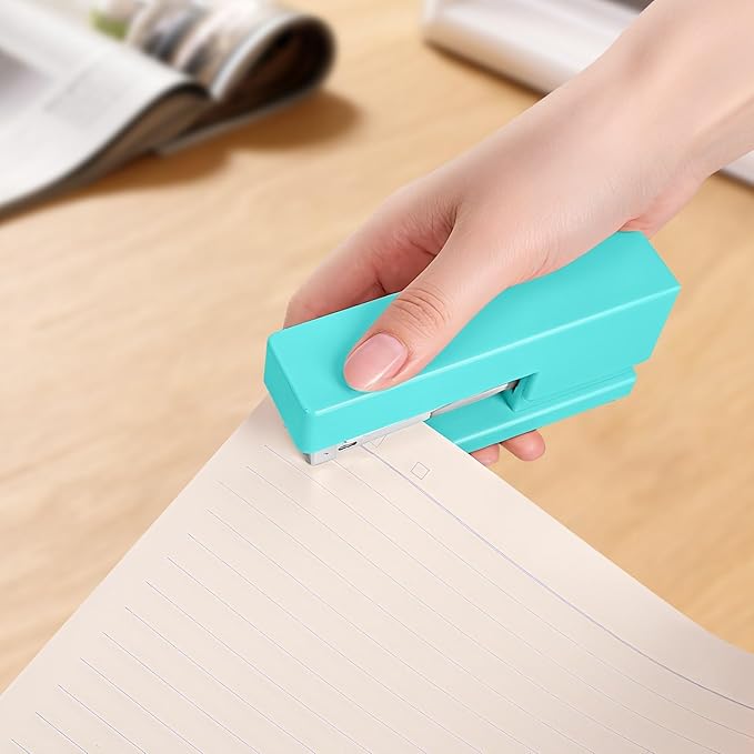 1 Desktop Stapler & 1 Tape Dispenser - 25 Sheet Capacity with 830 Staples and Staple Remover, Non-Slip for Office,School, Home & Classroom, Green(Tape not Included)