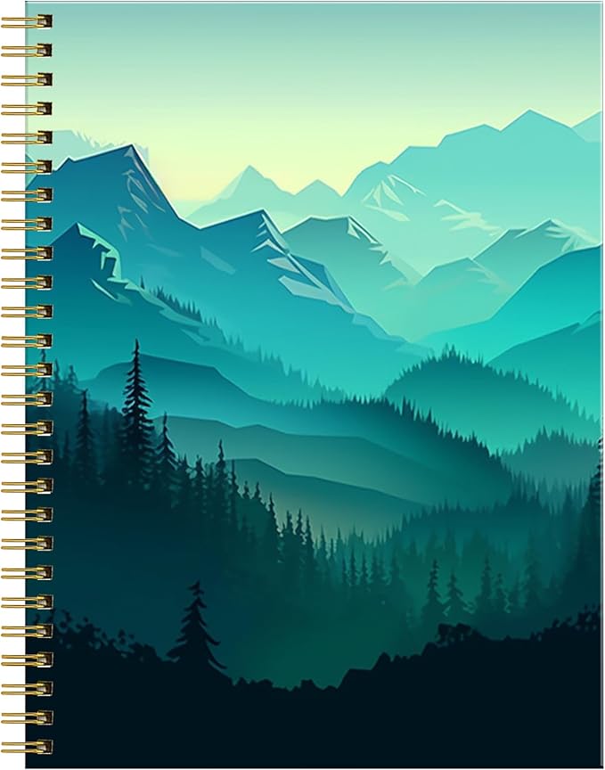 Spiral Journal Notebook for Women,A5 College Ruled Notebooks 6"x 8.4", 120 Pages Lined Journal with Premium Thick Paper,Perfect for School Office Home Gifts(Mountains Forest)