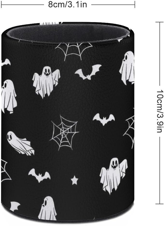 Halloween Spider Web Ghost Pen Holder Pencil Organizer Cute Pencil Cup Desk Decor Makeup Brush Holder PU Multifunctional Office Suppliesfor Home Classroom School
