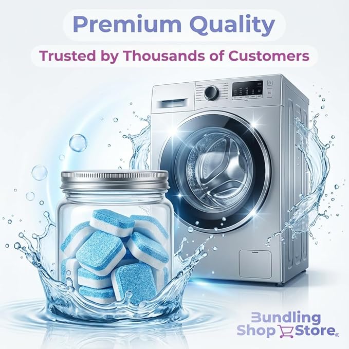BUNDLING SHOP STORE Active Washing Machine Cleaner Tablets- 24 Pack Deep Cleaning Descaler for HE, Front Load & Top Load Washers, Removes Odor, Limescale & Residue