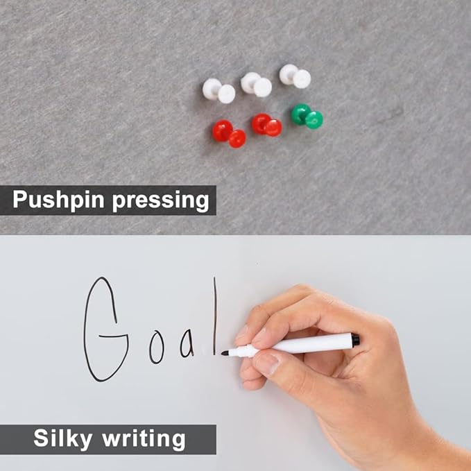 New PUTE White Board and Cork Board Combo - 36 x 24 Inches Large Dry Erase Whiteboard and Bulletin Board, Magnetic Wall Pin Display Board for Home, Classroom & Office, 24"x36" Grey