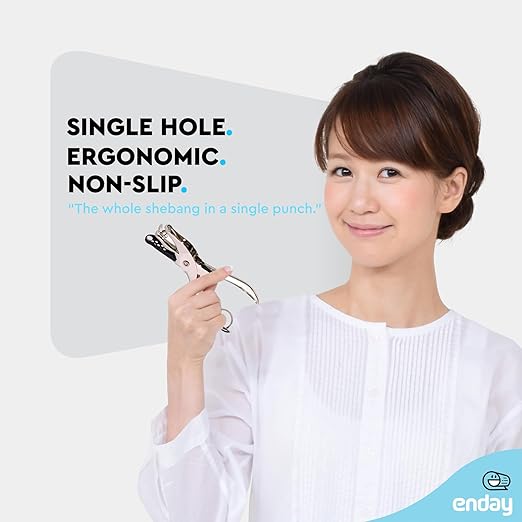 Single Hole Punch Metal, 1/4” Hole Puncher for Paper and Crafts Round Circle Shape, 5 Sheet Capacity Paper Punch, Single Hole Puncher for Home, Office, School Supplies, Silver - by Enday