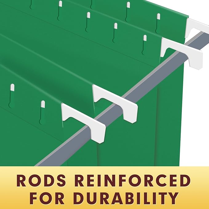 HERKKA Hanging File Folders, 30 Pack Reinforced Letter Size Hanging Folders, Designed for Bulky Files, Filing Cabinet, 1/5-Cut Adjustable Tabs (Green)