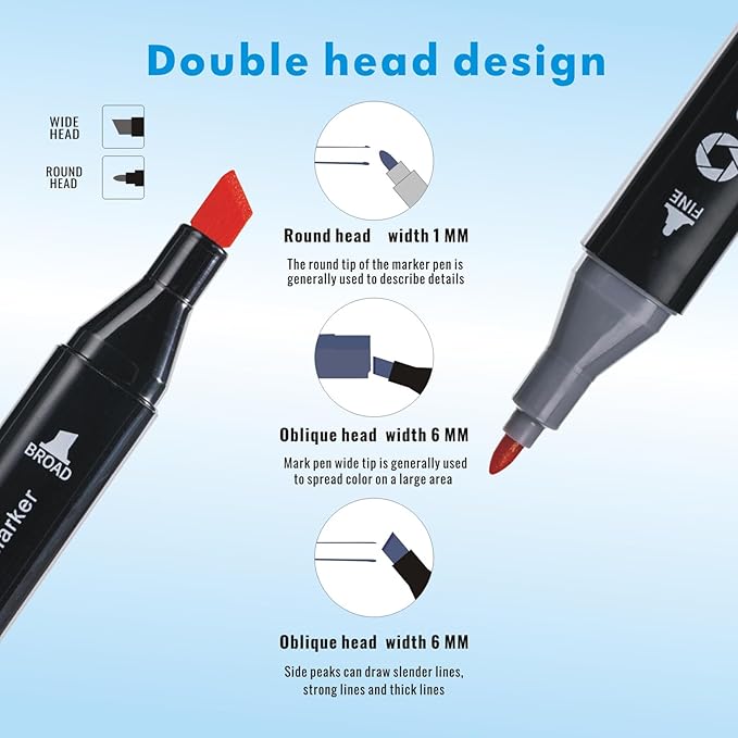 Alcohol Markers, 24 Colors Chisel & Fine Dual Tips,Paint Markers For Coloring, Drawing, Sketching, Card Making and DIY Patinting- Perfect for Adults and Kids (Black Barrel, 24)