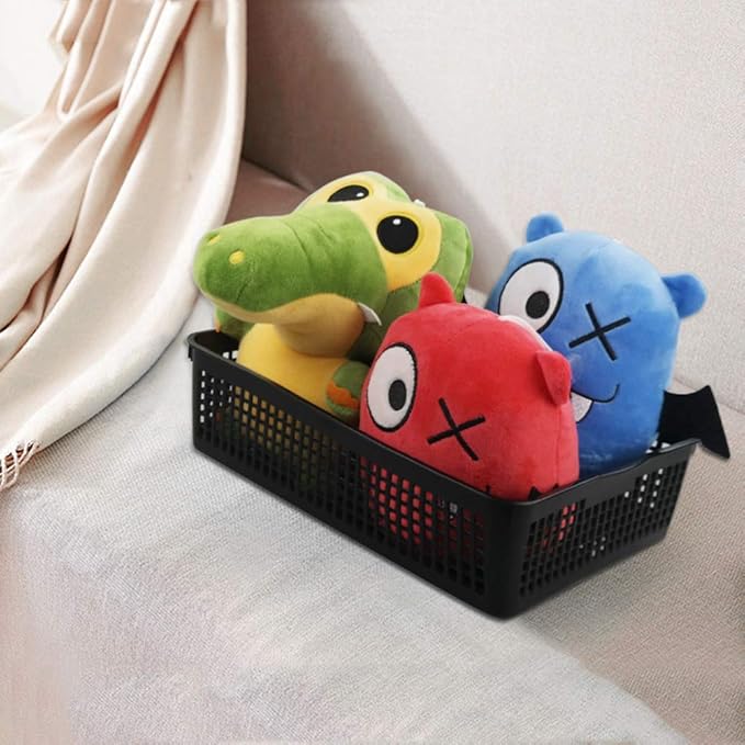 Stackable Paper Tray Set of 6, Black Plastic Letter Tray Basket