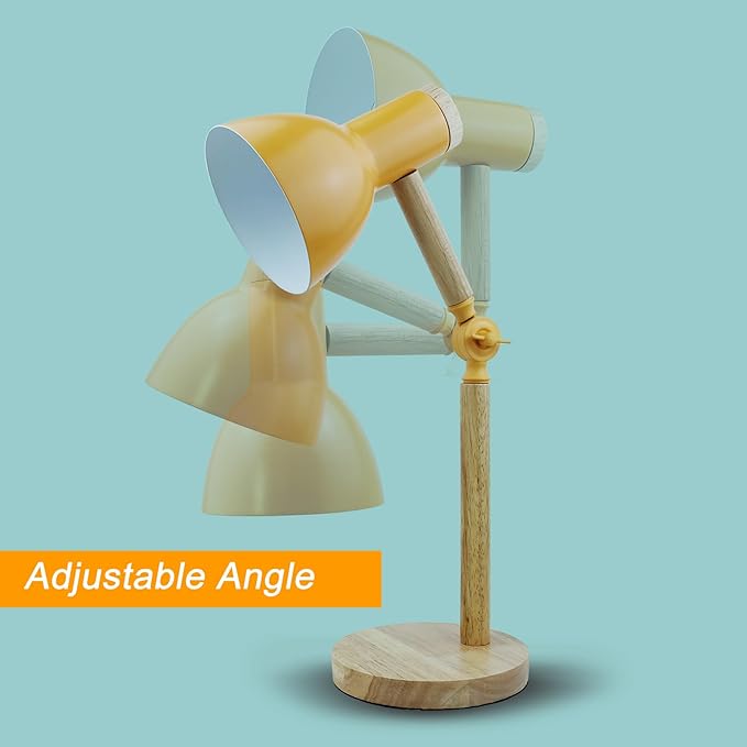 LED Desk Lamps for Home Office, 3-Color Dimmable Yellow Table Lamp for Bedroom, Wood Desk Lights for Dorm Roomb, Desktop Lighting, Tabletop
