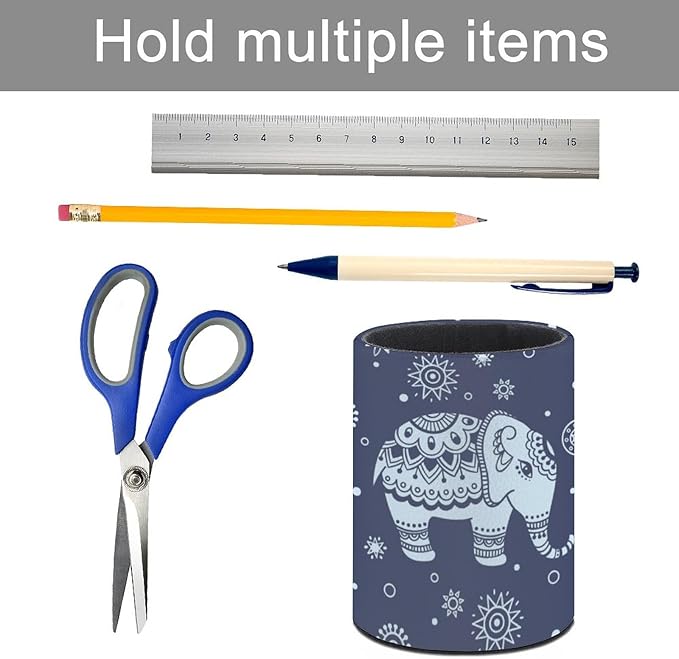 Cute Elephant Pen Holder Pencil Organizer Cute Pencil Cup Desk Decor Makeup Brush Holder PU Multifunctional Office Suppliesfor Home Classroom School