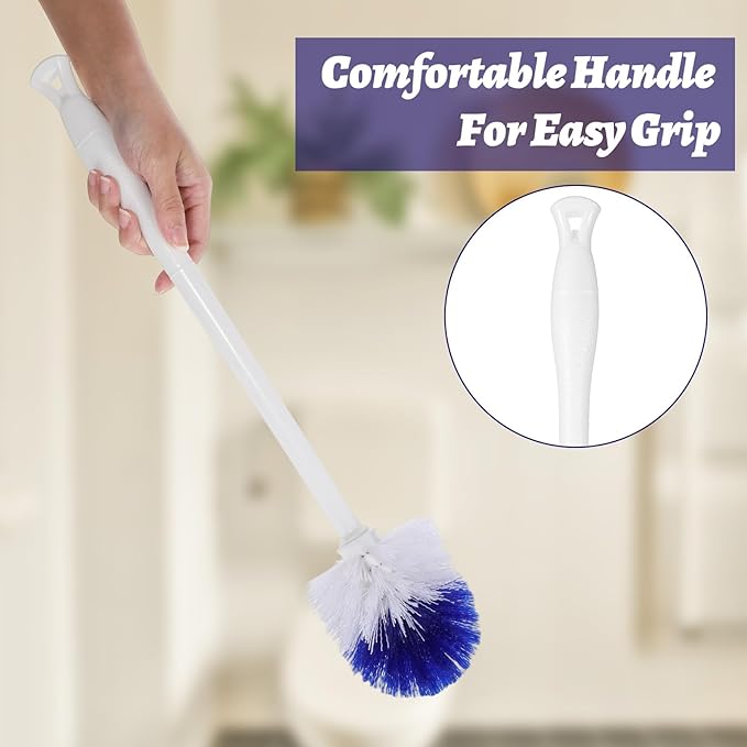 QFGasre 12 Pcs Toilet Brush, 18.5 Inch Long Plastic Handled Toilet Bowl Cleaning Brush Soft Bristle Heavy Duty Long Scrubber for Household Bathroom Cleaning Supplies