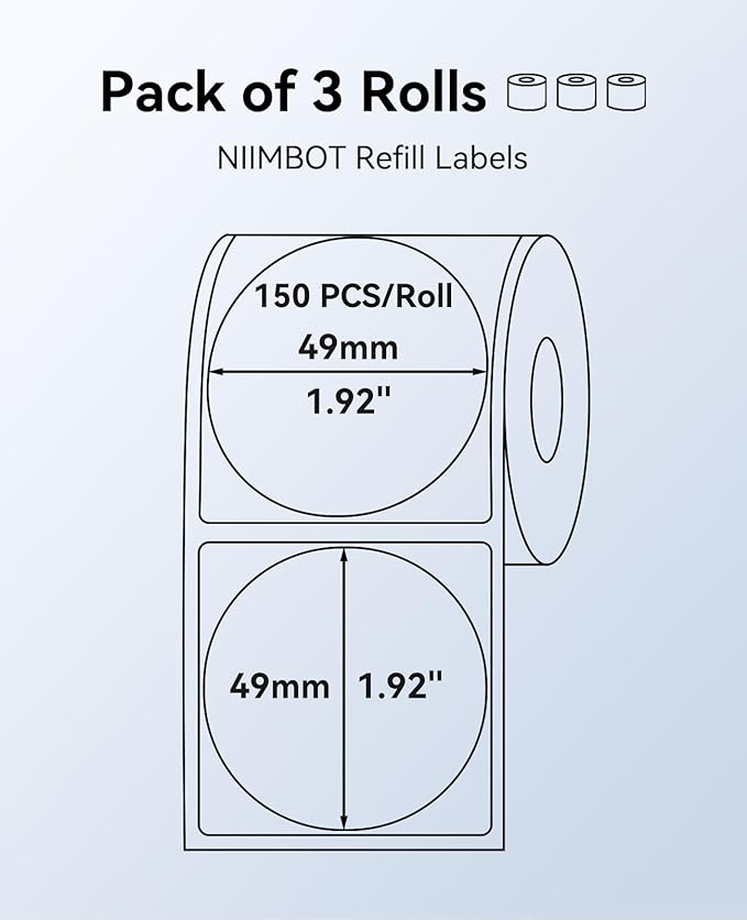 3 Rolls Round Clear Labels for NIIMBOT B1 B21 B3S K3 Label Maker, 2'' x 2'' (50x50mm) Printer Labels, Food Labels for Jars, Personalized Editable Labels for Home/School/Office