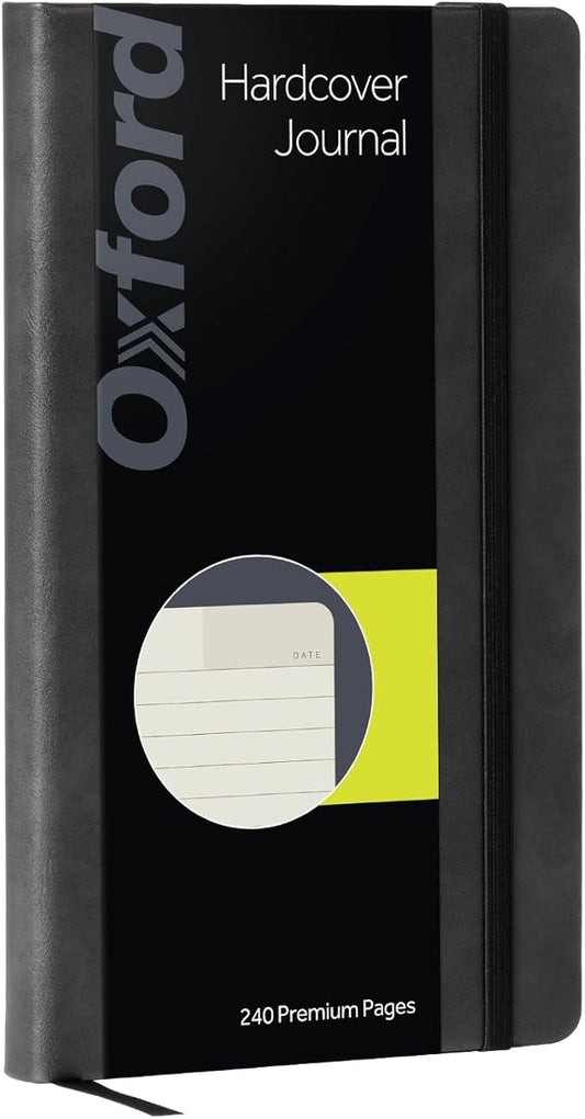 Oxford Journal, Lined Writing Notebook, Writer's Journal, Classic Notebook for School or Office, 240 Pages, 5" x 8.25", Hardcover, Black (75500)