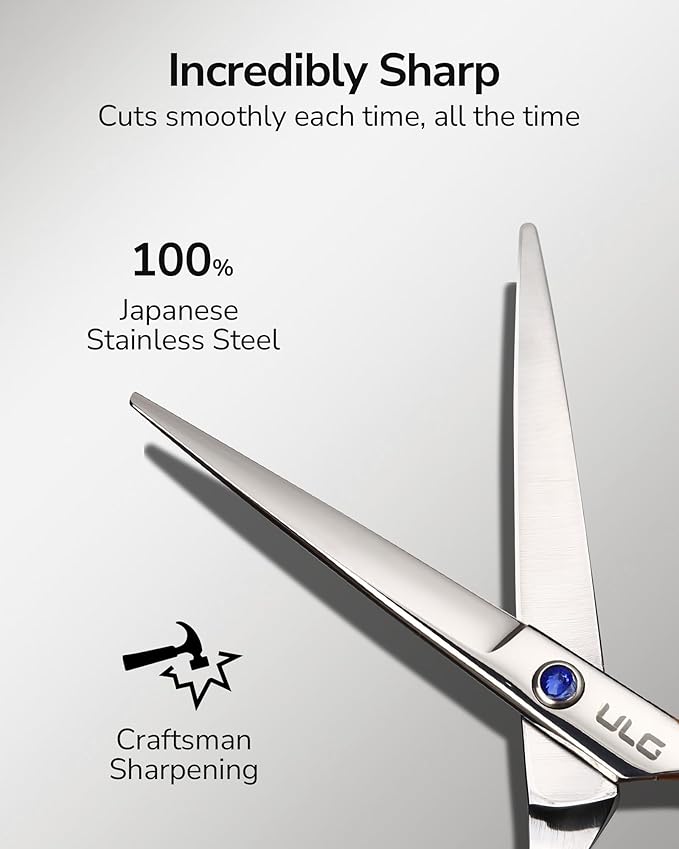 Hair Cutting Scissors, ULG Professional Hair Scissors 7.5 inch Right-Hand Razor Edge Barber Shears Salon Hair Cutting Shears Made of Japanese Stainless Steel, Hand Sharpened Blue