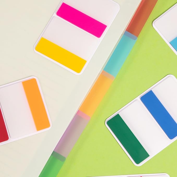 600 Pieces Tabs 2'' Sticky Tabs, Writable and Repositionable File Tabs Flags Colored Page Markers Labels for Reading Notes, Books and Classify Files, 22 Sets 10 Colors