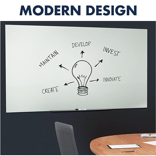 Quartet Glass Whiteboard, Magnetic Dry Erase Board, Wall Mounted Whiteboard for Office, School and Home, 39"W x 22"H, White (G3922IMW)