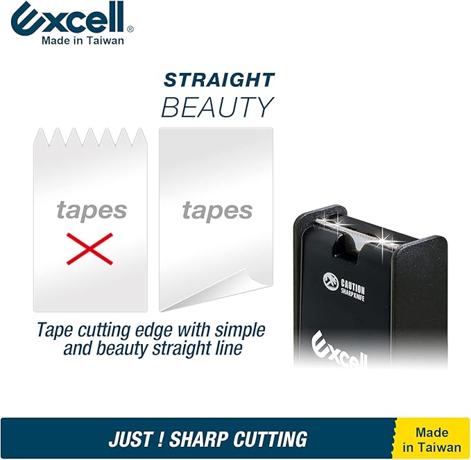 Excell EX-11125BK Dualcore Desktop Tape Dispenser (1"+3" Core) with Sturdy Metal Base, Tape Dispenser Desk for Home, Office, Shop, Retail Store and Warehouse Wrapping