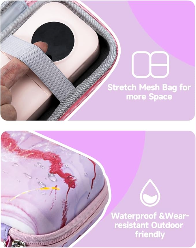 Phomemo D30 D35 Label Maker Case, Storage Bag Compatible with NELKO P21/NIIMBOT D11/JADENS D110/SUPVAN E10 Label Printer, Fits for Mini Labels Sticker Machine, Box Only - Pink