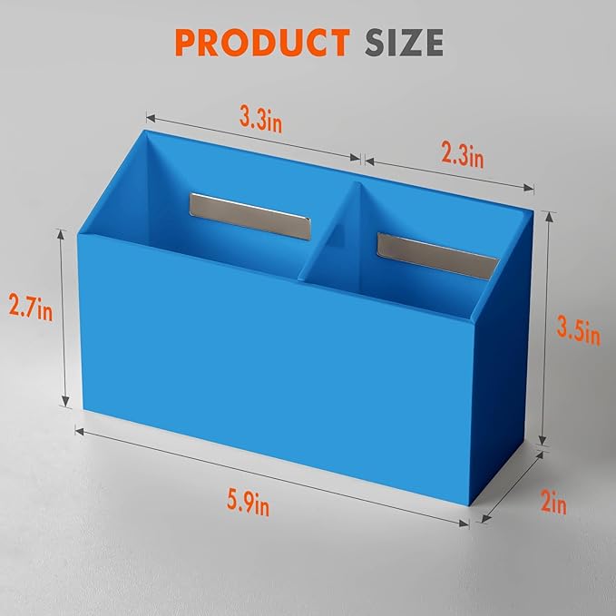 BEYGORM Magnetic Dry Erase Marker Holder for Whiteboard,Non-slip Acrylic Magnet Pen Holder for Fridge Refrigerator,Locker Organizer for Work,Locker Accessories,Pencil Cup for Desk(Blue)