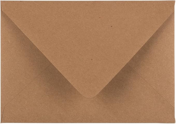 JAM PAPER A7 V-Flap Invitation Envelope - 5 1/4 x 7 1/4 - Brown Kraft Paper Bag Recycled - 250/pack