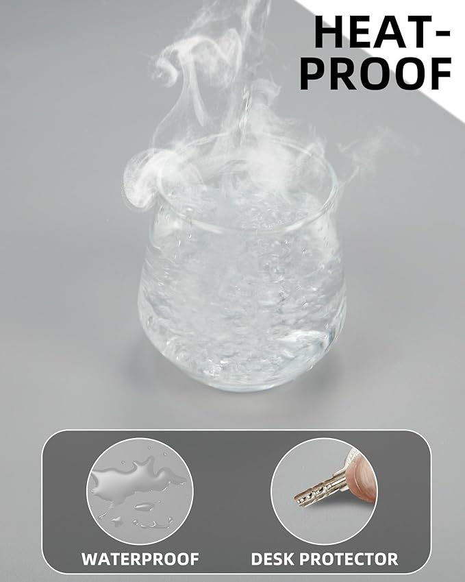 Extra Large Desk Mat 63"x17" - Non-Slip Office Desk Pad for Home & Work, Waterproof Keyboard Mouse Pad, Oversized Desk Protector for Laptop & Gaming (Light Grey)