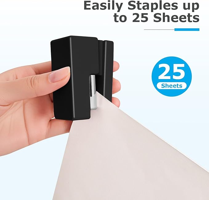 Mini Stapler - Small Cute Desk Staplers - 25 Sheet Capacity with 830 Staples and Staple Remover, Desktop Stapler for Office, School, Home, Black
