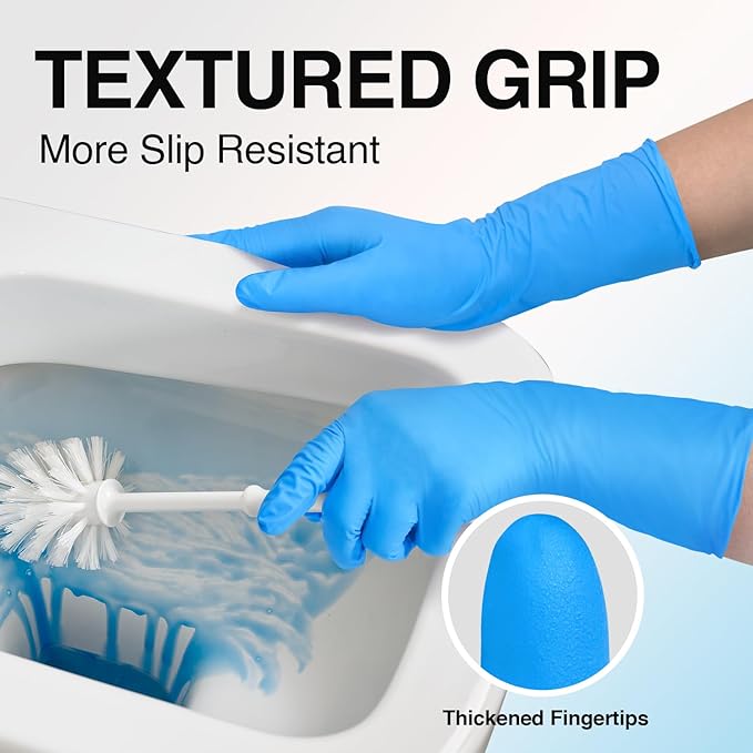 Schneider Nitrile Exam Gloves, Extended 12 Inches Cuff, Large, 4 mil, 100-ct Box, Gloves Disposable Latex Free, Powder Free for Medical, Food Prep, Cleaning, Cooking, Blue