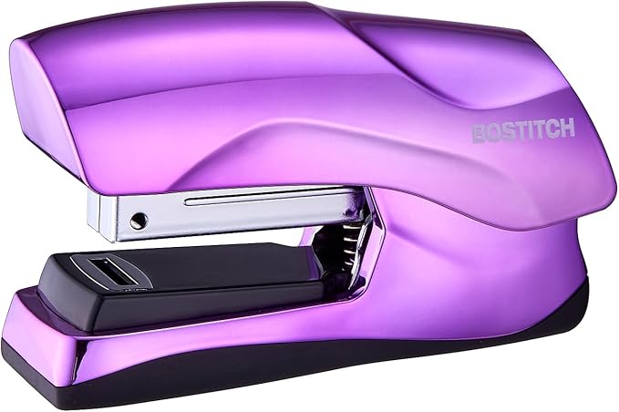Bostitch Office Heavy Duty Stapler, 40 Sheet Capacity, No Jam, Half Strip, Fits into the Palm of Your Hand, For Classroom, Office or Desk, Metallic Purple