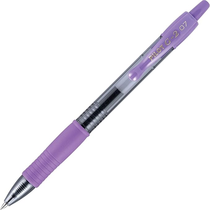 Pilot G2 Premium Gel Roller Pens, Fine Point 0.7 mm, Purple Ink Pens Fine Point, Pack of 12 - Ideal for School, Journaling, and Office Writing