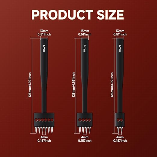 Leather Hole Punch Tool Set, 2/4/6 Prongs, Round Hole Chisel Kit, Professional Leathercraft Tools (4mm)