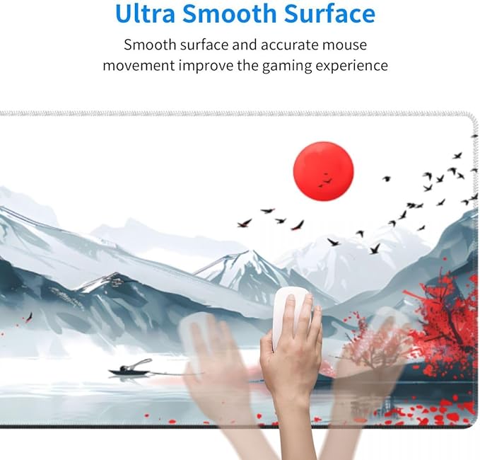Desk Pad,Office Desk Mat 31.5"×11.8" Large Gaming Mouse Pad,Durable Extended Computer Mouse Pad,Waterproof Thick Big Mouse Pads Non-Slip Rubber Base Office Home Japanese Mountain Sunset