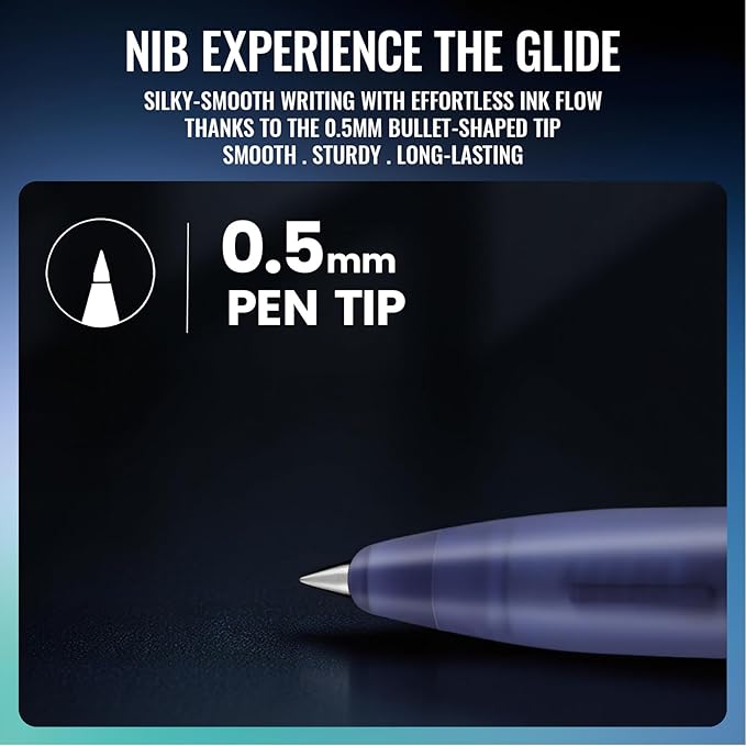 10 Pack Retractable Gel Pens, 0.5mm Fine Point Black Ink - Quick Dry & Smooth Writing for Journaling, Note Taking, School, Office & Artist