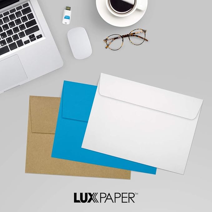 LUXPaper A7 Invitation Envelopes | 5 1/4" x 7 1/4" | White | 24lb. Text | 1,000 Qty
